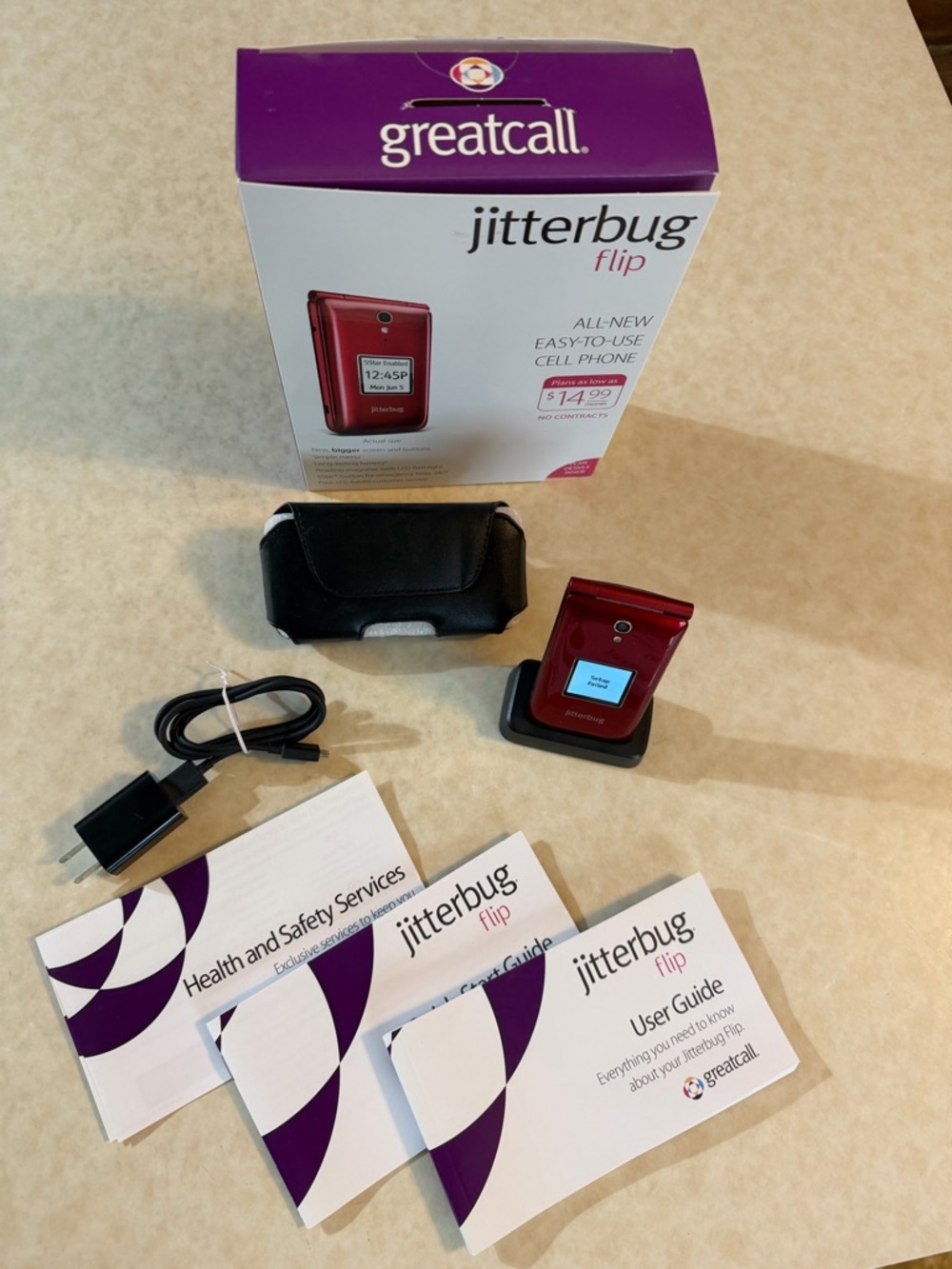 GreatCall Jitterbug Flip Cell Phone - Red
